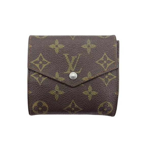 LOUIS VUITTON W Hook Wallet Monogram Beige Monogram Canvas Authentic USED
